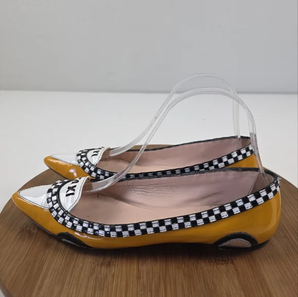 Kate Spade Yellow and White Taxi Flats - Picture 4 of 14